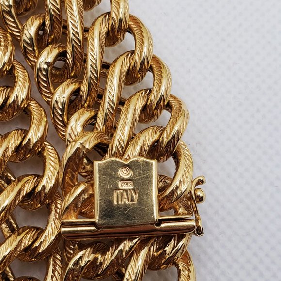 14K Solid Yellow Gold Italian Design Chain Necklace Width19mm- Weight: 51gr - Picture 3 of 7